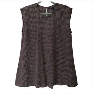 Eileen Fisher Silk Maroon Patterned Sleeveless Blouse - Petite 2/4